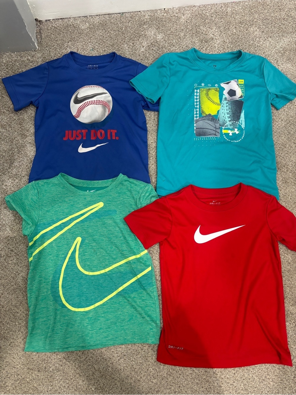 Lot of Nike and Under Amour Athletic t shirts short sleeve shirts size 5/6